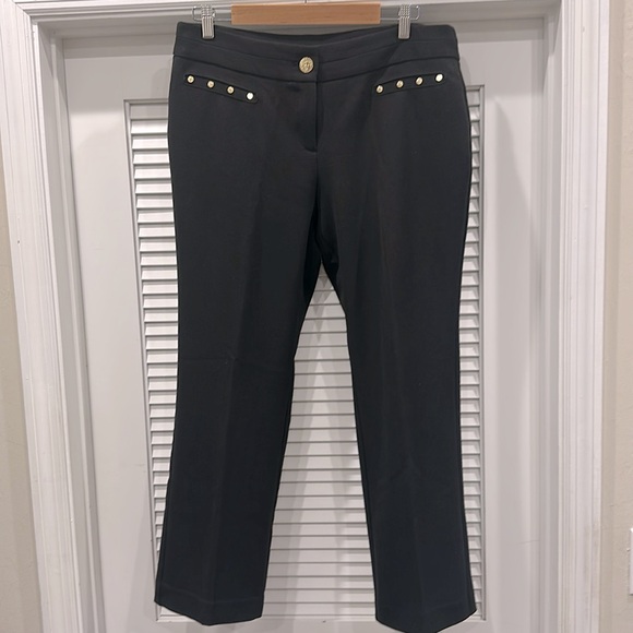 Anne Klein Trousers Dress Pants 12P Black w Gold Hardware - Picture 15 of 16